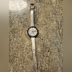 Kate Spade Silver Watch with Cream Strap